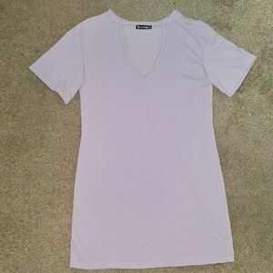 Lavender V-Neck Short Sleeve Tee Dress